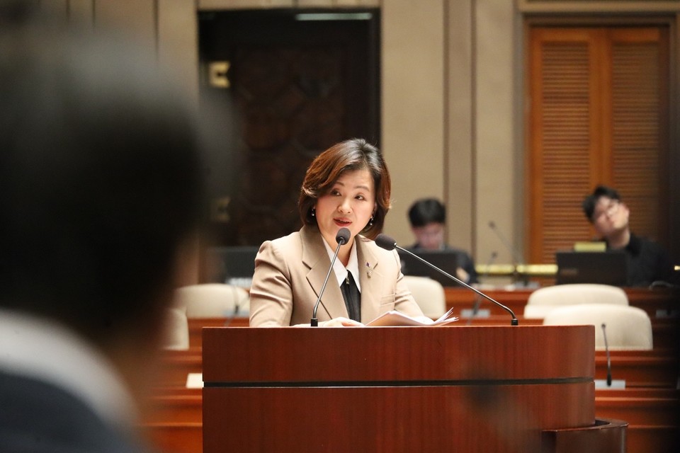 더불어민주당 이수진 의원이 지난 11월 예산결산특별위원회 전체회의에서 질의하고 있다.