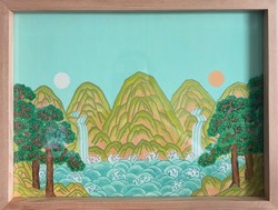 전 대표의 현대적 감각으로 재현한 '일월오봉도'. 그는 이 작품을 자녀에게 선물했다.