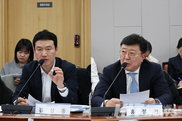 김상종 한미약품 상무(왼쪽)와 홍정기 한국제약바이오협회 상무. / 사진= 김동우 기자