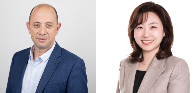 (왼쪽부터) 오하드 골드버그 한국아스트라제네카 신임 대표, 김진희 한구간텐제약 신임 대표